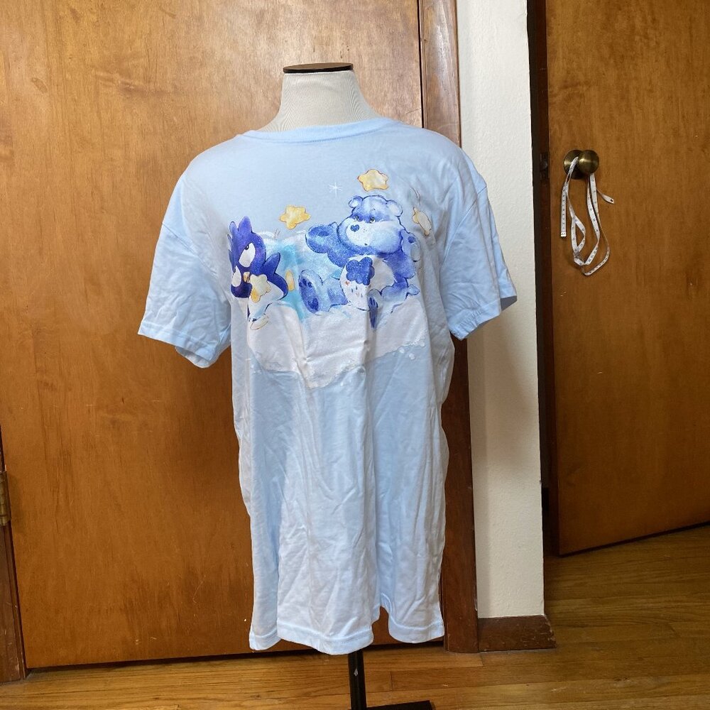 EUC sz S Women's Care Bears x Sanrio Oversized Short Sleeve Graphic T-Shirt Blue